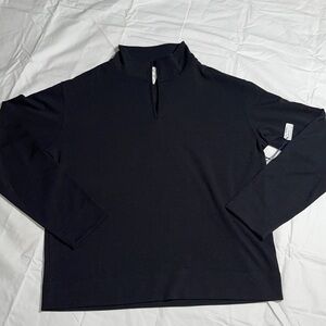 NWT Mac & jac Half zip up long sleeve black sweater size large